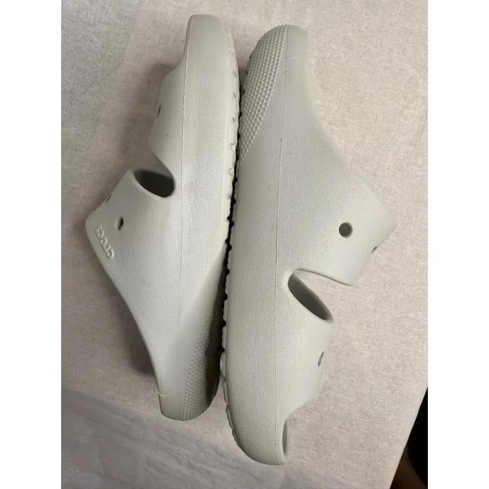 Crocs Sandal Double Strap Slides Slip On Foam Comfort Pale Light Gray 7